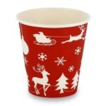 10oz Single Wall Cups   Festive Red Design 100