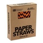 Paper Drinking Straws   Orange Stripe (250)